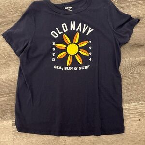 Old Navy Navy Blue Graphic T-Shirt Sea Sun and Surf